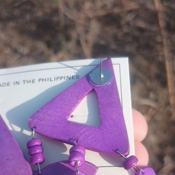 Wooden Fish Stud Dangle Earrings - Picture 4 of 4